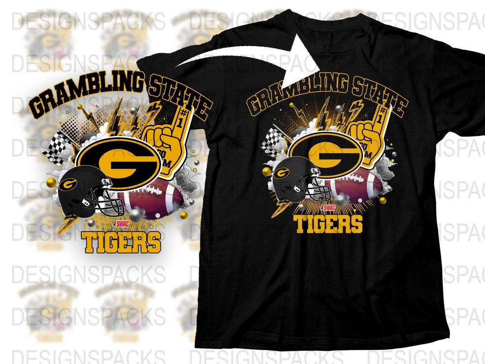 Grambling State Tigers Football T-Shirt, Black Sports Tee, Fan Apparel, College Graphic Shirt