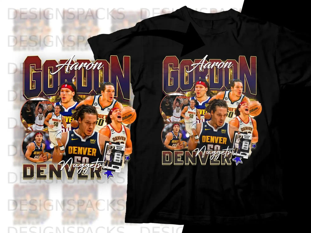 Aaron Gordon Denver Nuggets graphic t-shirt with player image and text.