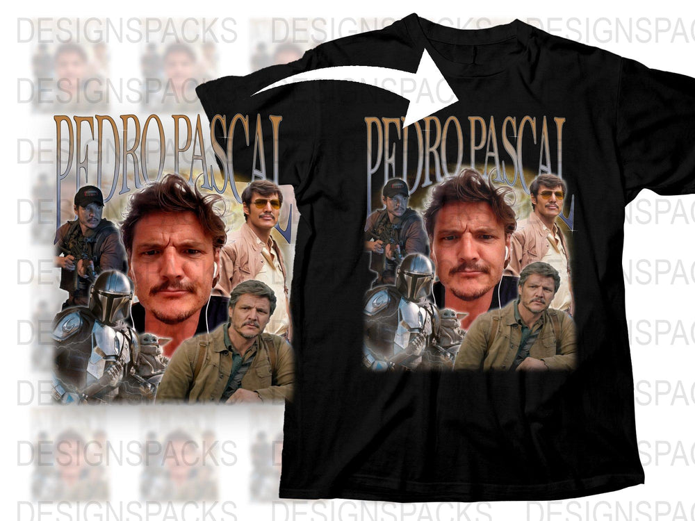 Pedro Pascal Fan T-Shirt, Multiple Poses, Actor Photo Collage, Casual Wear, Gift for Fans, Unisex Graphic Tee, Various Sizes