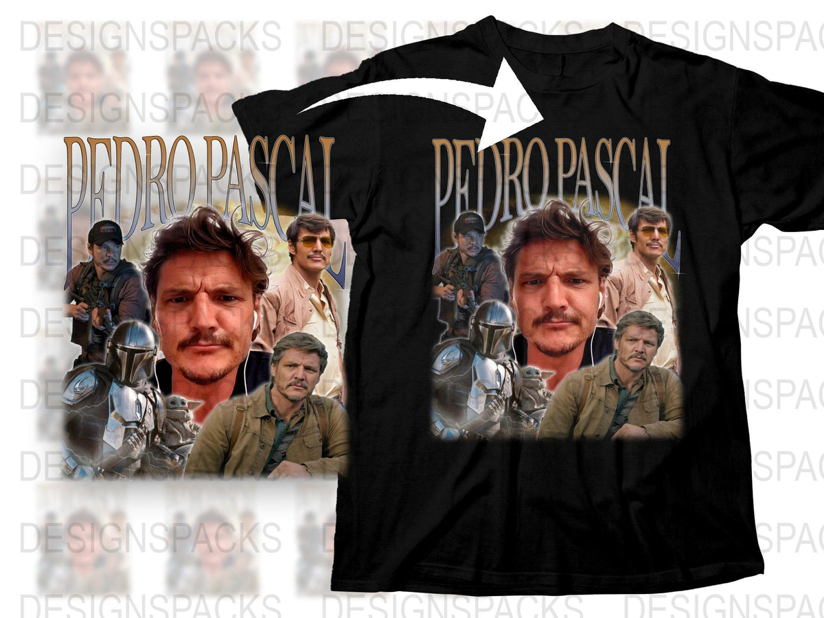 Pedro Pascal Fan T-Shirt, Multiple Poses, Actor Photo Collage, Casual Wear, Gift for Fans, Unisex Graphic Tee, Various Sizes