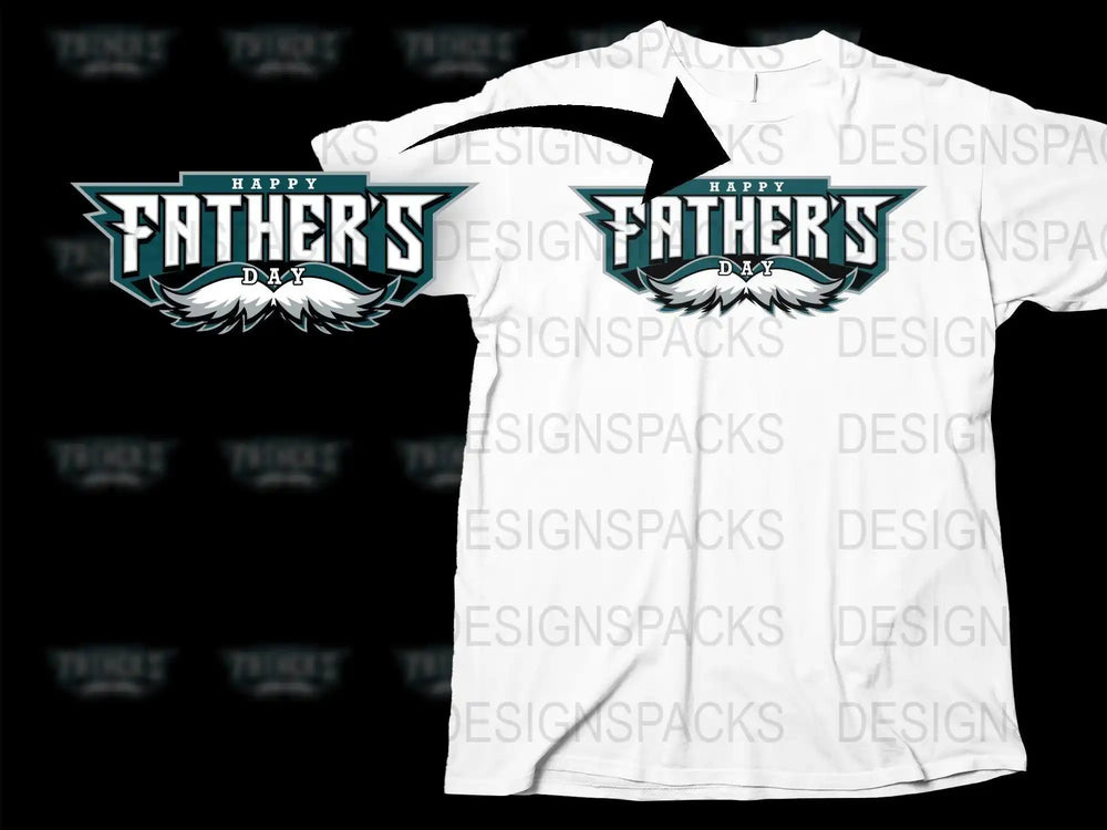 Happy Father's Day t-shirt design with mustache graphic, print-ready for DTF DTG