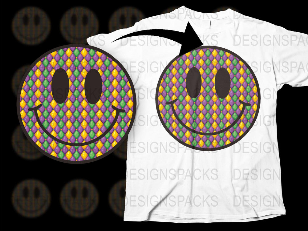 Colorful Mosaic Smiley Face T-Shirt, Happy Face Graphic Tee, Unisex Casual Shirt, Trendy Party Wear, Gift Idea