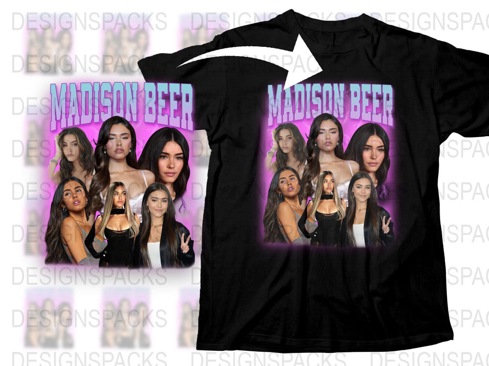 Madison Beer Inspired Graphic T-Shirt, Vibrant Pop Star Portrait Tee, Trendy Music Fan Apparel