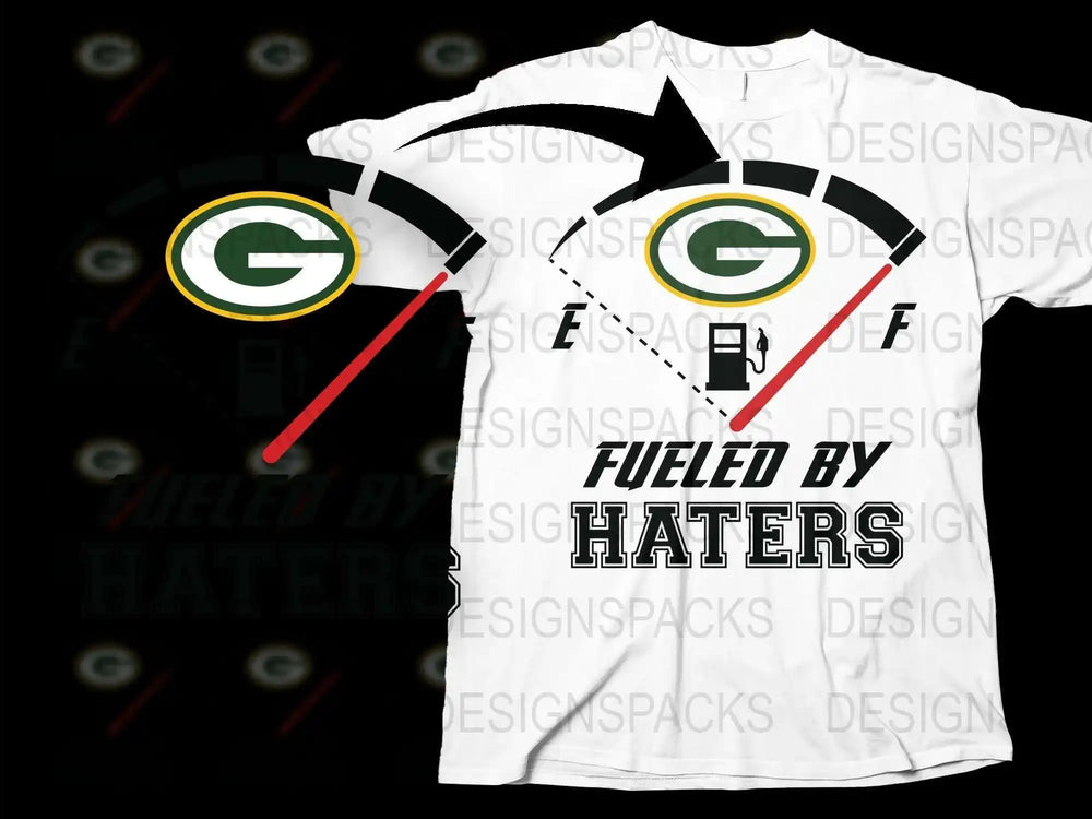 Green Bay Football T-Shirt Fueled By Haters Graphic Tee Sports Fan Apparel