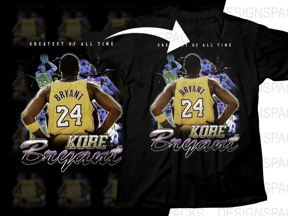 Kobe Bryant 24 jersey t-shirt design, 'Greatest of All Time' print-ready graphic for DTG/DTF
