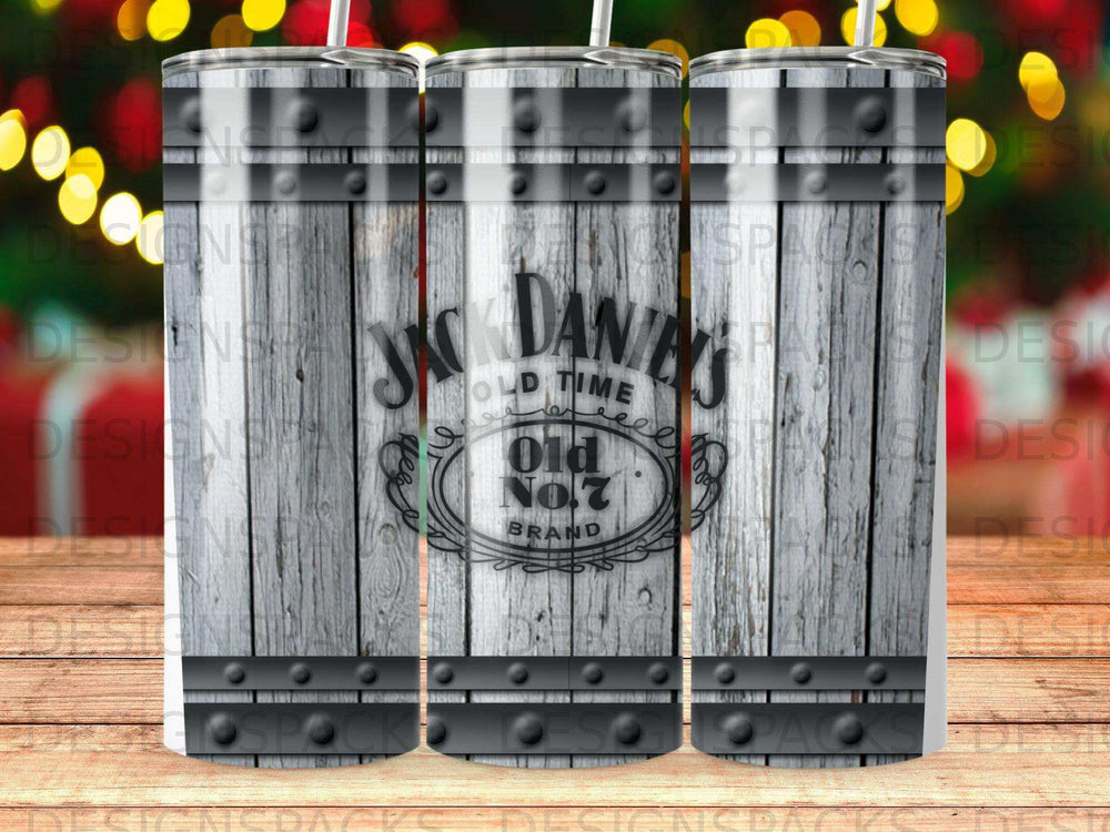 Wood-grain tumbler with Jack Daniel's Old No. 7 Brand logo.