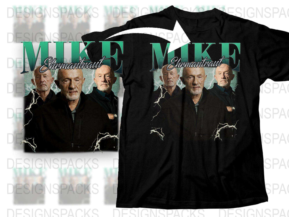 Mike Ehrmantraut Breaking Bad Graphic T-Shirt, Men's Black Cotton Tee, TV Show Character Shirt, Fan Merchandise