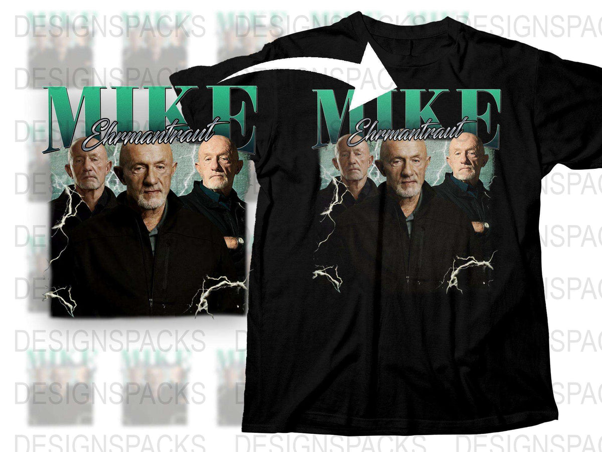 Mike Ehrmantraut Breaking Bad Graphic T-Shirt, Men's Black Cotton Tee, TV Show Character Shirt, Fan Merchandise