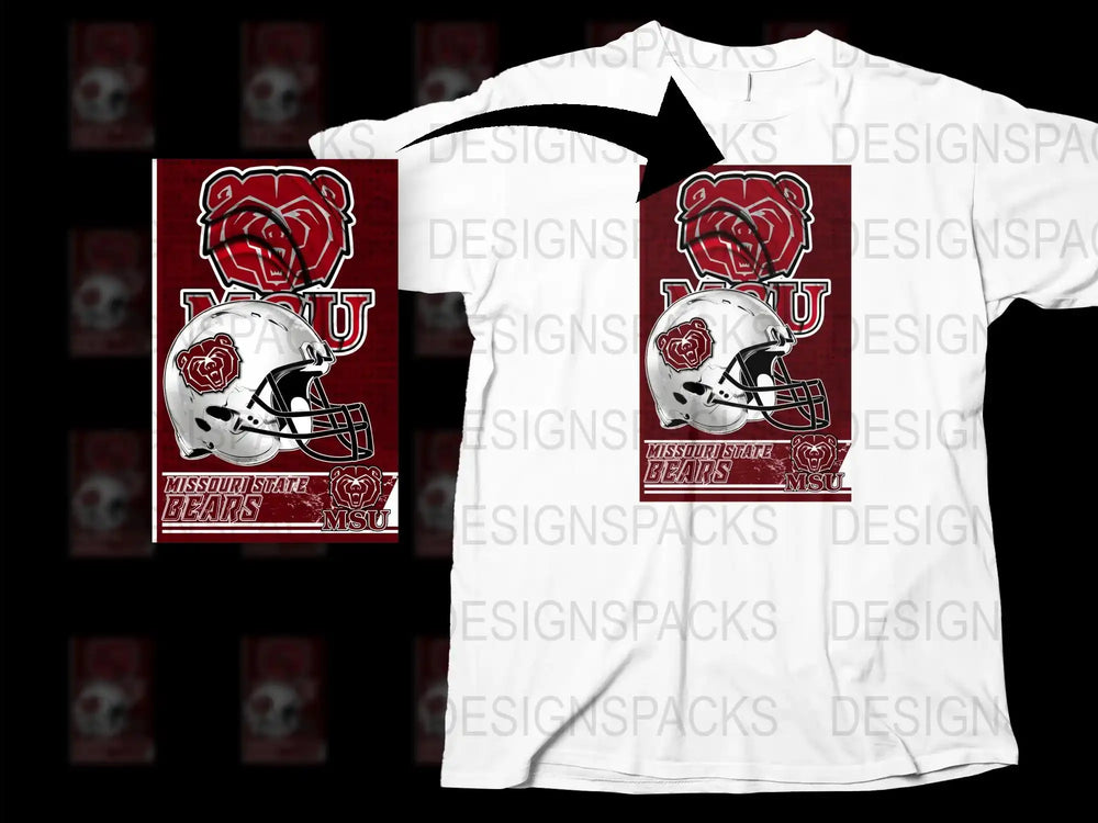 Missouri State Bears Football T-Shirt, College Sports Fan, Red and White Graphic Tee, Unisex Apparel
