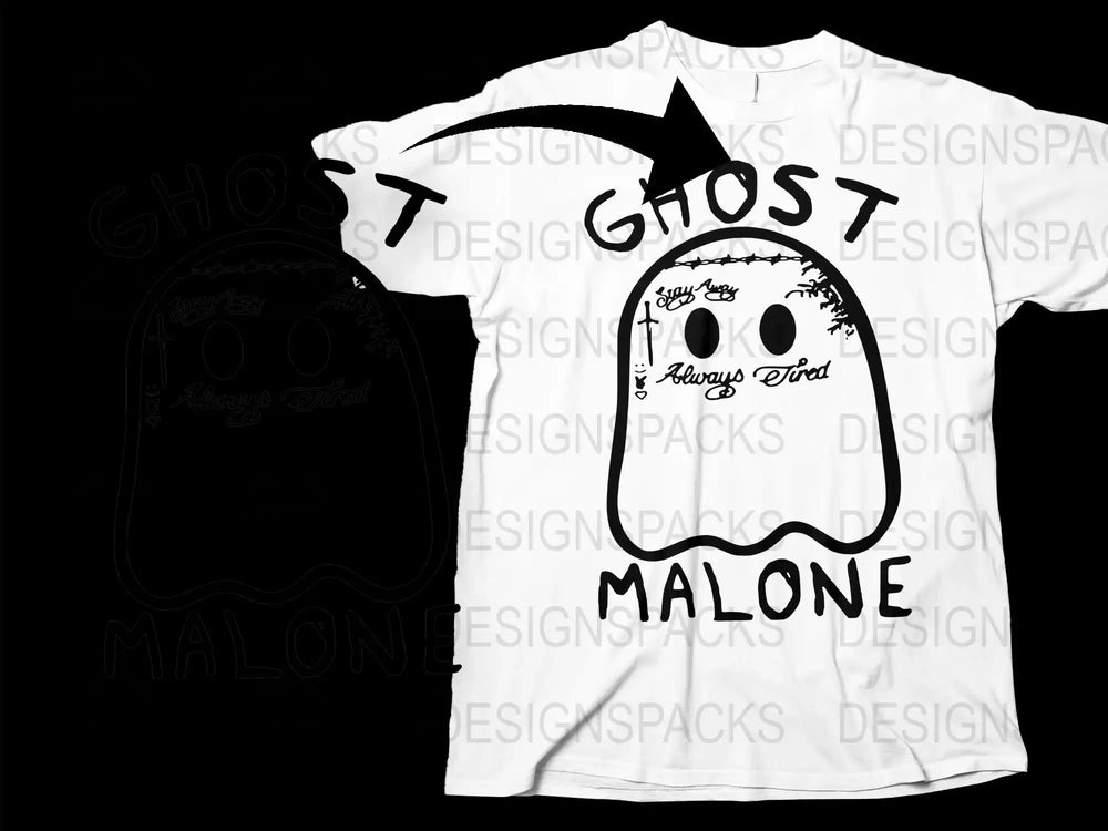 Ghost Malone T-Shirt, Always Tired Quote, Black and White Graphic Tee, Unisex Cotton Shirt