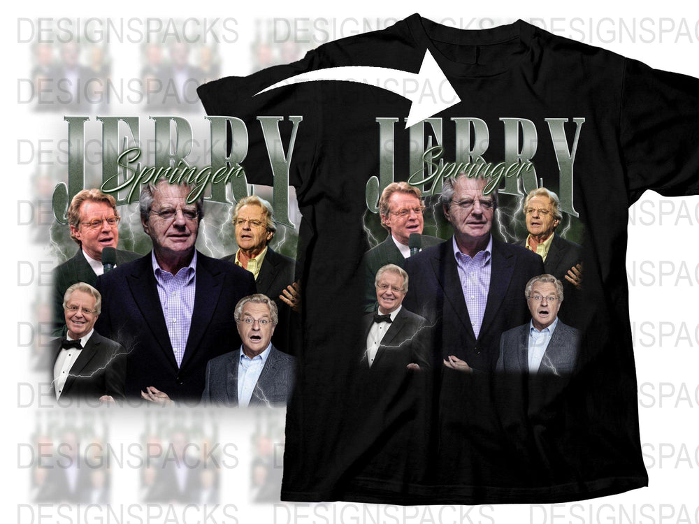 Jerry Springer TV Show T-Shirt, Vintage Talk Show Graphic Tee, Unisex Black Cotton Shirt