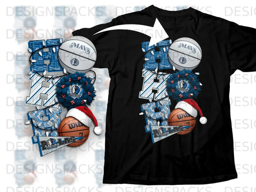 Dallas Mavericks Christmas Themed Holiday T-Shirt