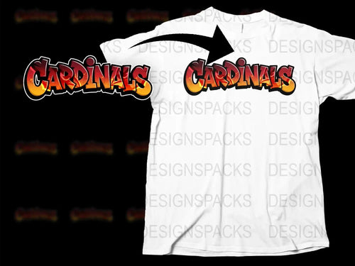 Cardinals Graphic T-Shirt, White Tee with Bold Red Text, Casual Sports Apparel, Unisex Fashion