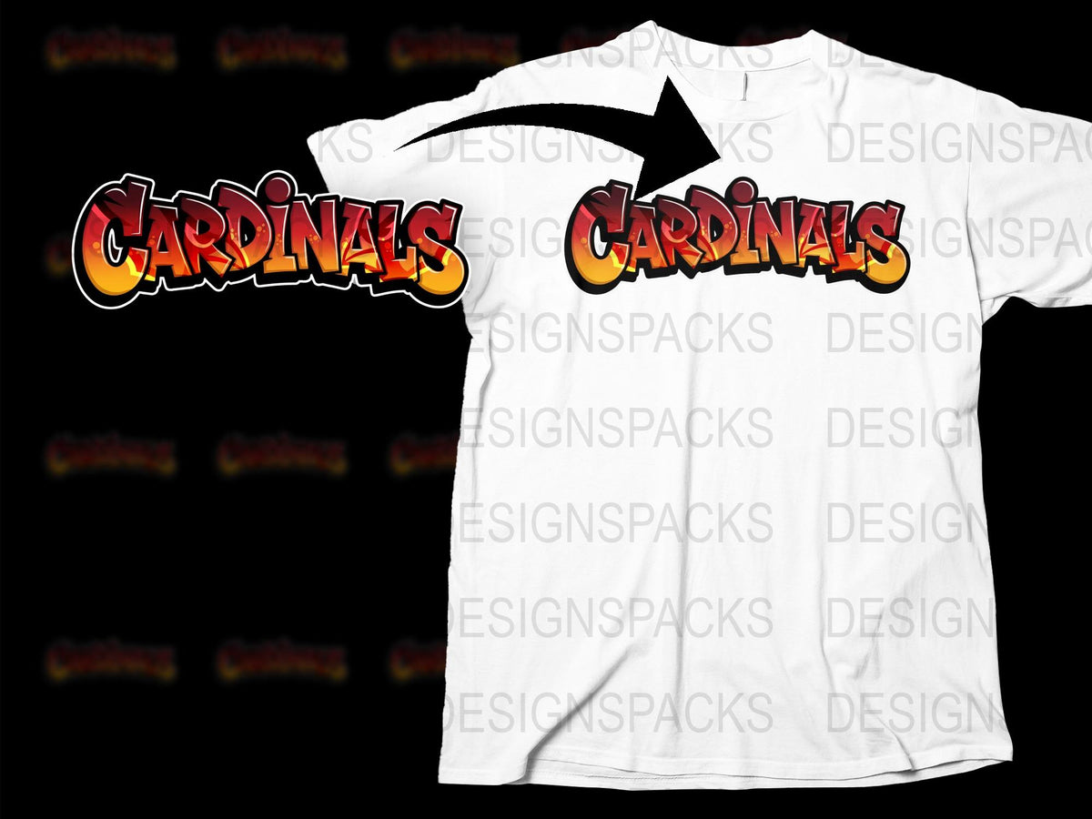 Cardinals Graphic T-Shirt, White Tee with Bold Red Text, Casual Sports Apparel, Unisex Fashion