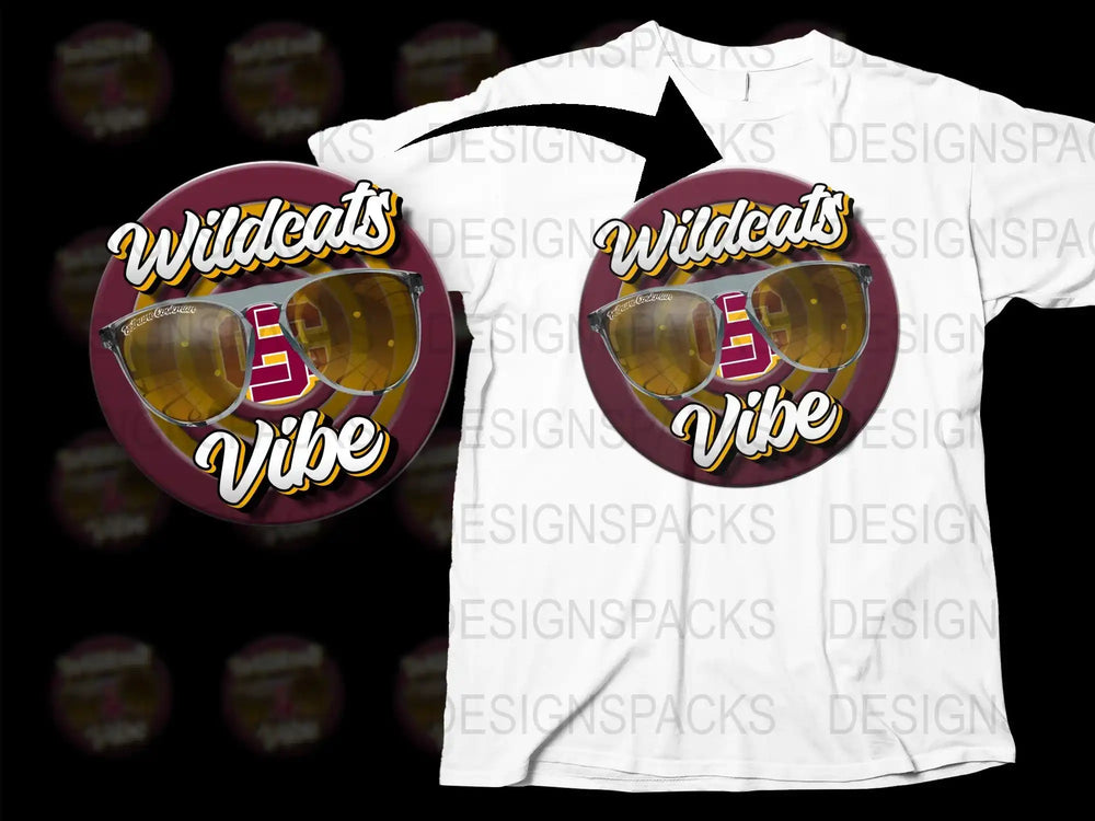 Wildcats Vibe t-shirt design with sunglasses and bold graphics for DTF/DTG printing