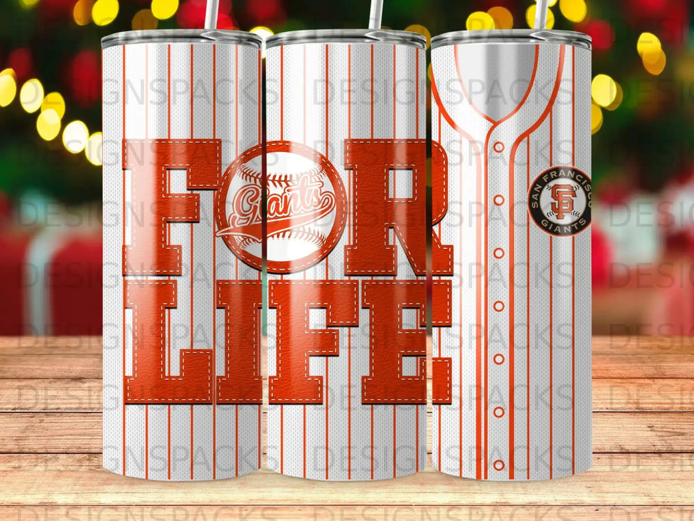 San Francisco Giants "FOR LIFE" baseball-themed tumbler.