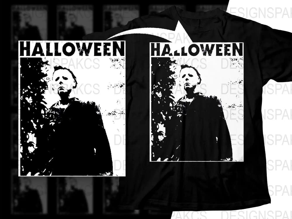 Halloween Michael Myers t-shirt design, print-ready PNG for DTF/DTG, horror movie graphic