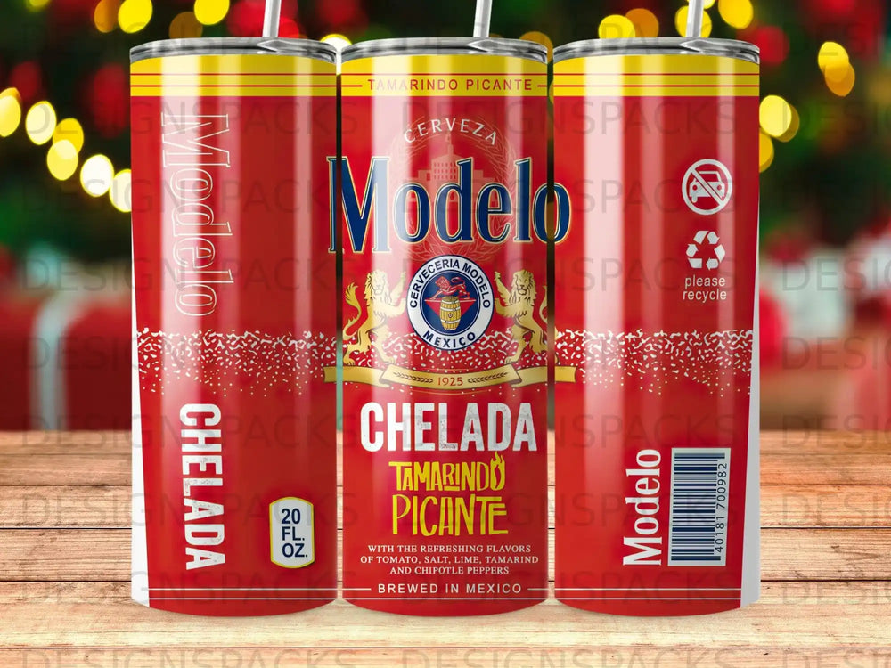 Modelo Tamarindo Picante can beverage with brewery logo and ingredients listed.