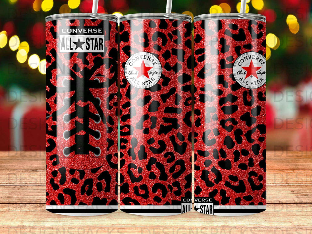 CONVERSE ALL STAR Red Glitter Leopard Shoe Laces Tumbler product type
