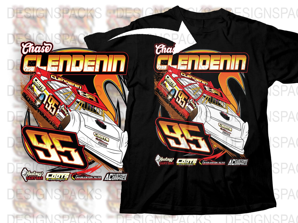 Custom Racing T-Shirt Design, Clendenin 95 Dirt Track Car, Motorsport Graphic Tee, Personalized Gift for Racing Fans