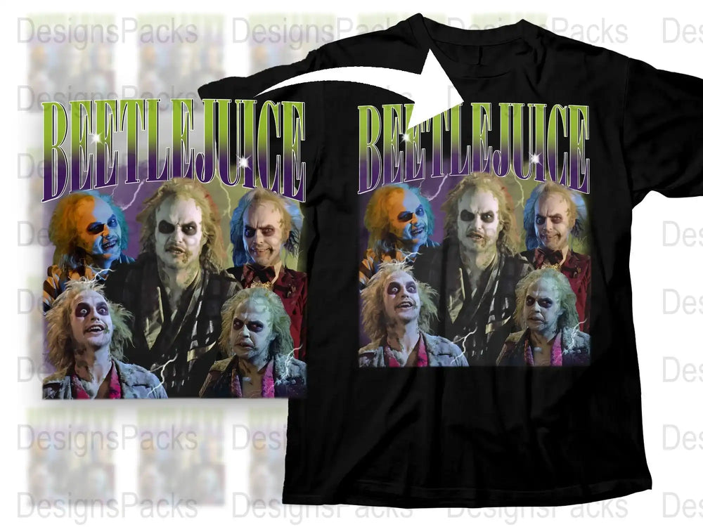Beetlejuice Movie Graphic T-Shirt, Classic Horror Film Design, Multicolor Retro Print, Unisex Cotton Tee