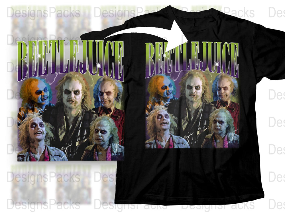 Beetlejuice Movie Graphic T-Shirt, Classic Horror Film Design, Multicolor Retro Print, Unisex Cotton Tee