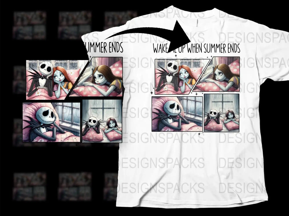 Nightmare Before Christmas Inspired T-Shirt, Jack and Sally Summer Ending Design, Unisex Graphic Tee