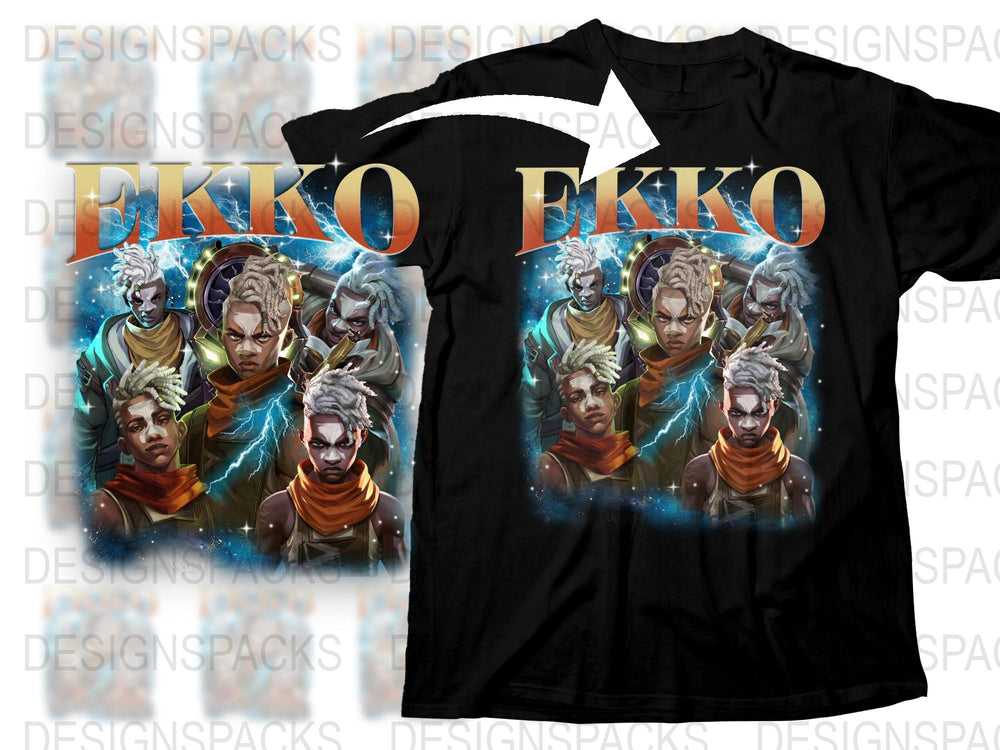 Ekko League of Legends Character T-Shirt, Unisex Gaming Graphic Tee, Cool Gamer Gift, Fantasy Art Shirt, Colorful Design Top