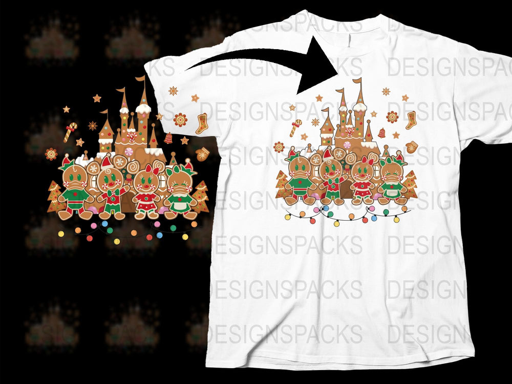 Enchanted Castle and Cute Animals Graphic T-Shirt, Whimsical Fantasy Design, Unisex Adult Clothing, White Tee