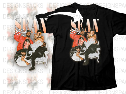 Sean Big Graphic T-Shirt, Vintage Hip Hop Style, Urban Fashion Tee, Retro 90s Design, Unisex Clothing