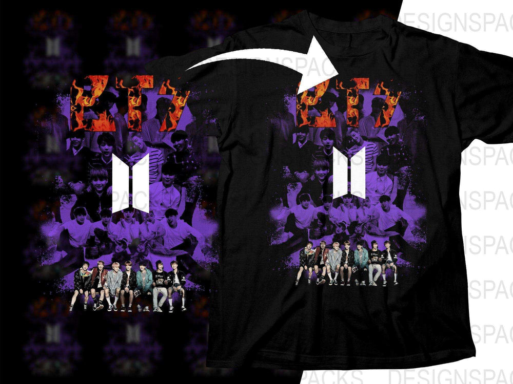 Exciting BTS Kpop Music Group Music Band Halftone Png Digital Download