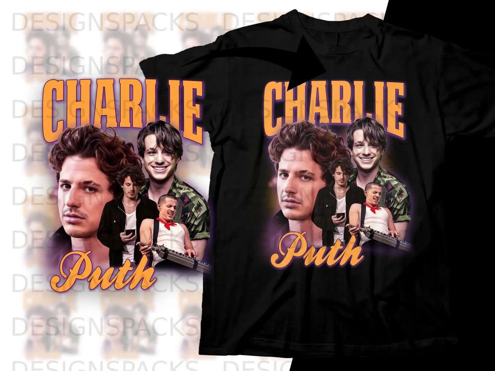 Charlie Puth t-shirt design with artist's portrait and name.