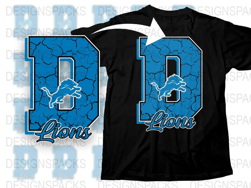 Detroit Lions Inspired T-Shirt, Blue Cracked Texture, Sports Fan Apparel, Graphic Tee, Football Season Wear