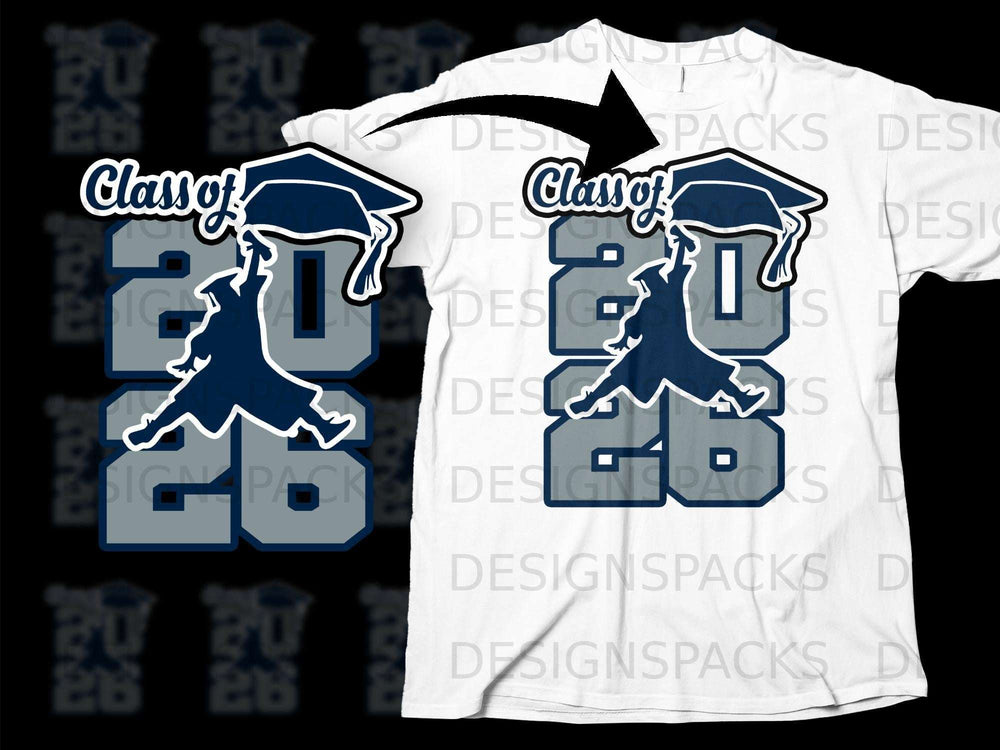 Graduation design with "Class of 2026" text and cap.