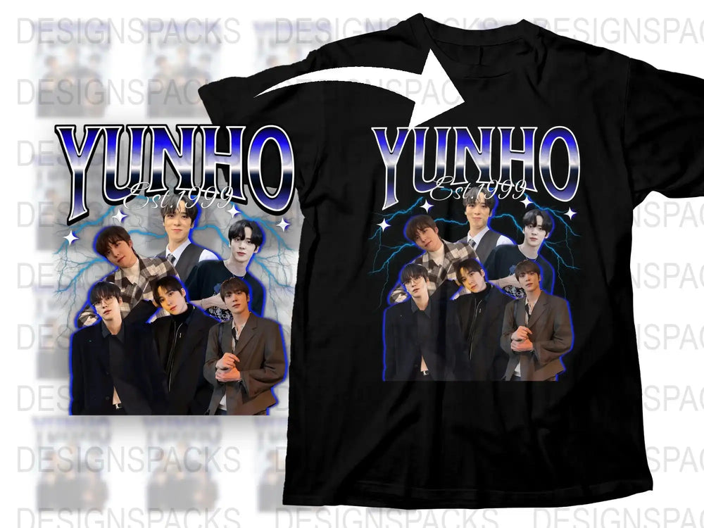 Yunho Fan T-Shirt, K-Pop Idol Graphic Tee, Black Cotton Shirt, Music Star Apparel