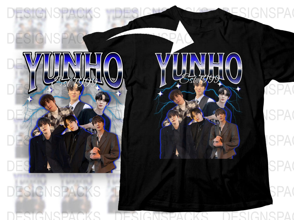 Yunho Fan T-Shirt, K-Pop Idol Graphic Tee, Black Cotton Shirt, Music Star Apparel