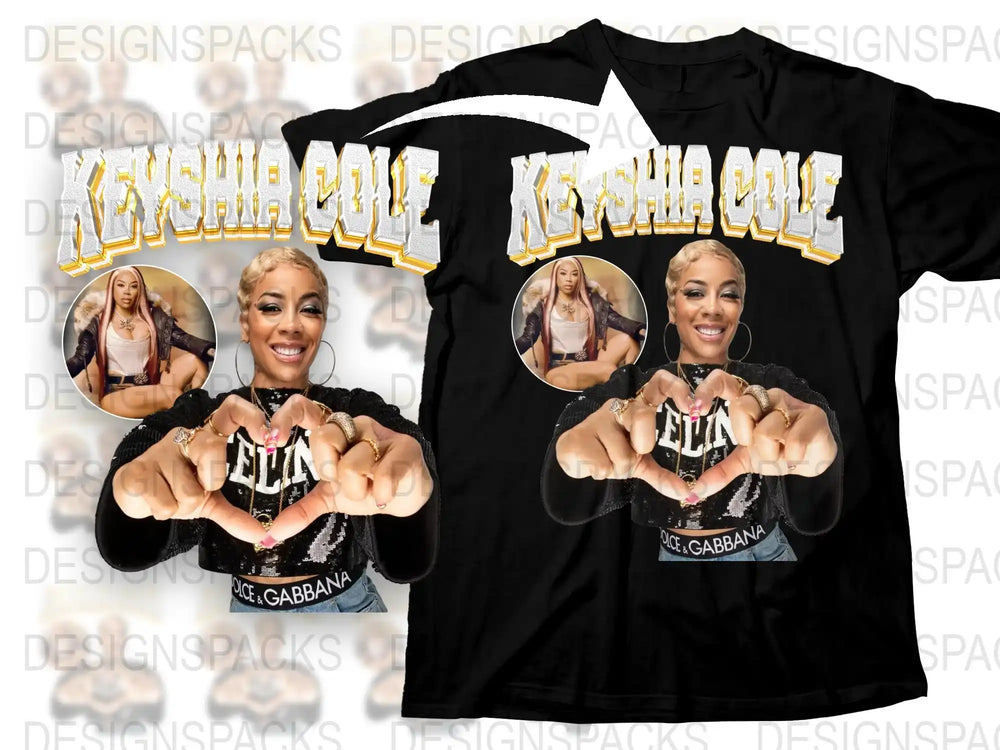 Keyshia Cole Fan T-Shirt, Trendy Black Tee, Graphic Print, Women's Fashion, Music Merchandise, Gift Idea.