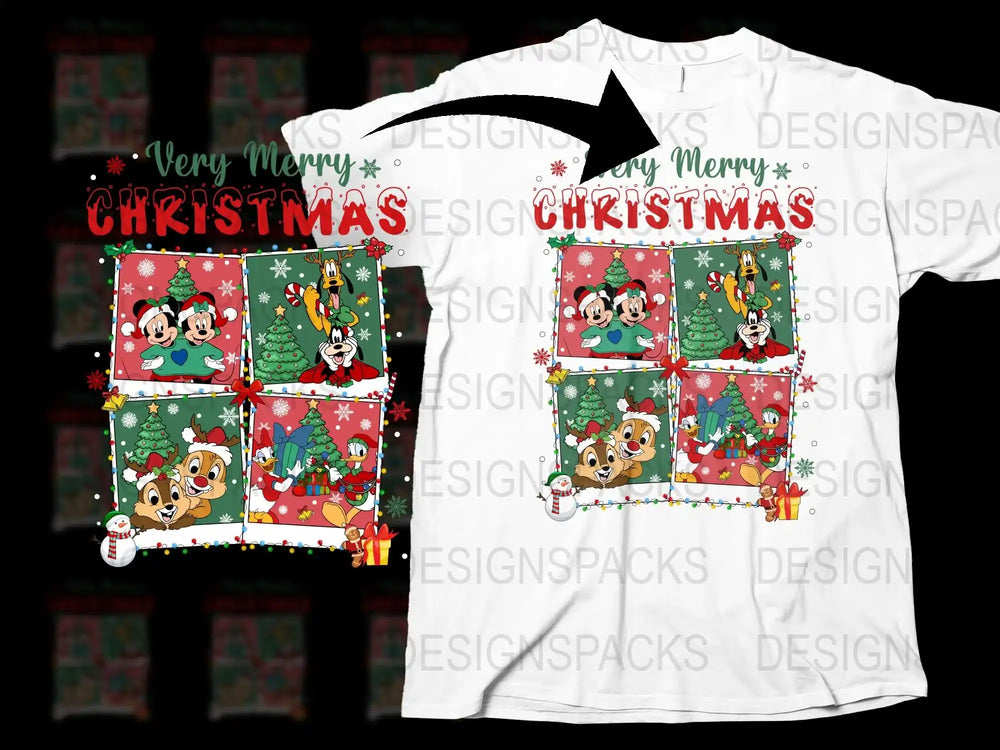 Christmas T-Shirt for Kids Festive Holiday Cartoon Chipmunks Graphics Colorful Xmas Tee Family Festive Wear