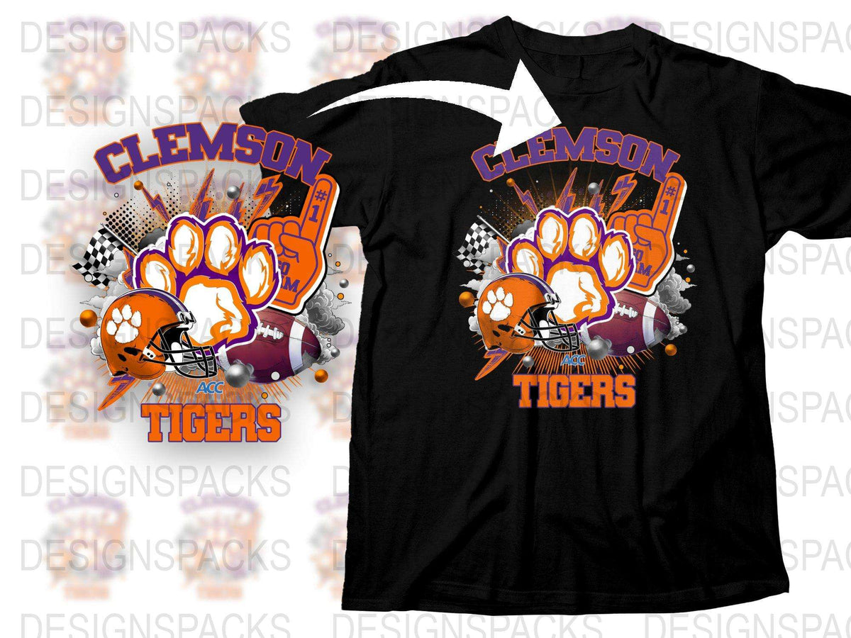 Clemson Tigers Football T-Shirt, College Team Graphic Tee, Sports Fan Apparel, Unisex Black Shirt