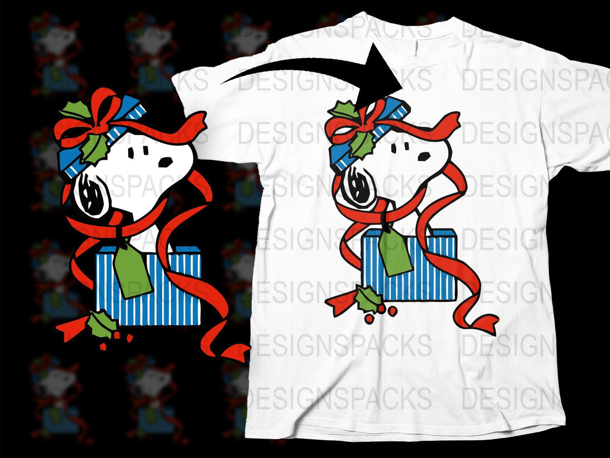 Festive Holiday T-Shirt, Red Ribbon Bow Design, Christmas Cow Graphic Tee, Unisex Gift Idea