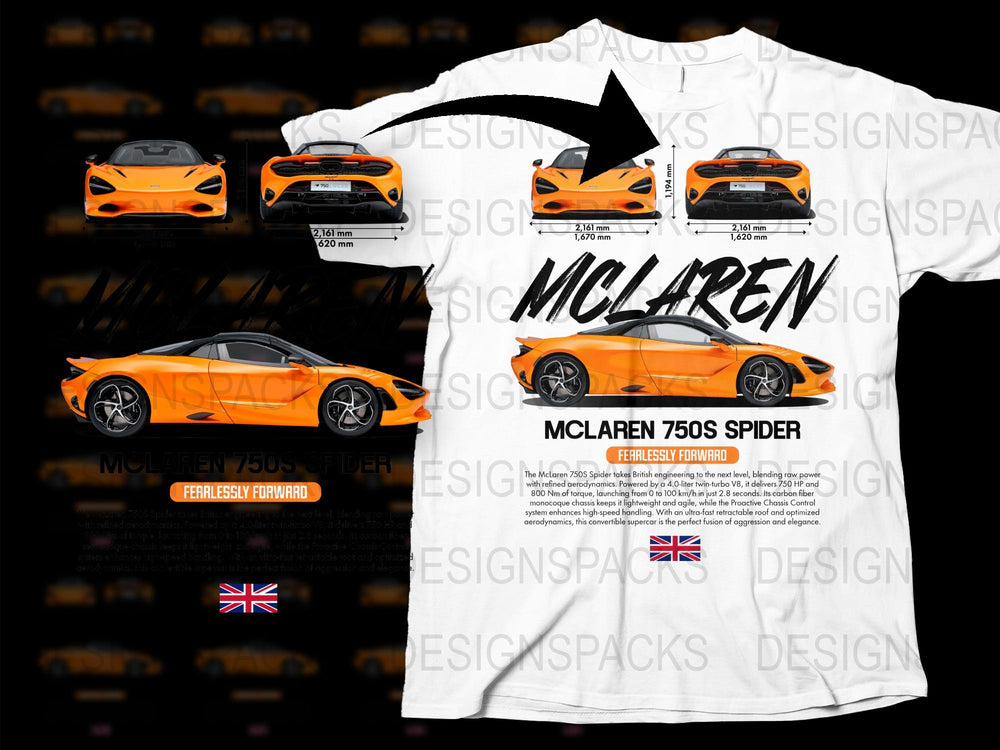McLaren 750S Inspired T-Shirt, Orange Sports Car Graphic Tee, Automotive Enthusiast Gift, Racing Apparel