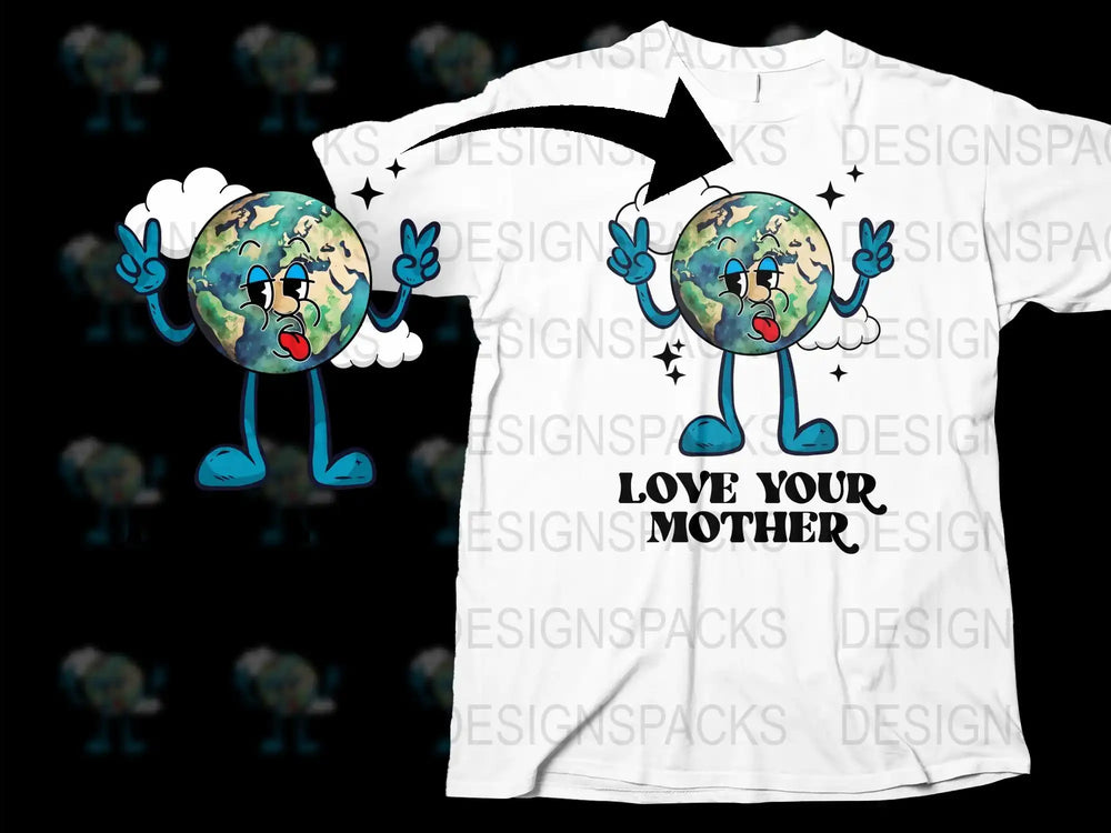 Earth Day T-Shirt Love Your Mother Planet Earth Cartoon Graphic Tee Eco Friendly Environmental Awareness Unisex Apparel