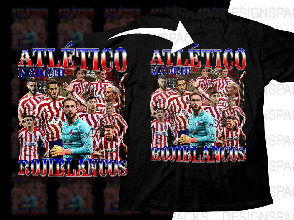 Atlético Madrid Rojiblancos soccer team print design for t-shirts, DTF/DTG ready