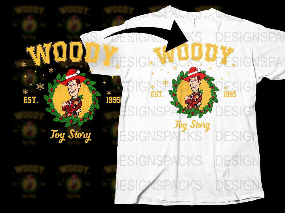 Woody Toy Story T-Shirt, Vintage 1995 Cartoon Character, Holiday Edition Tee, Gift for Movie Fans