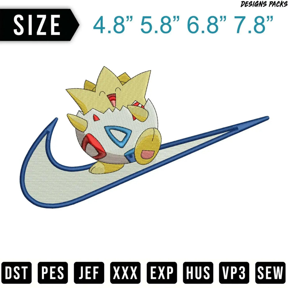 Togepi hatching from an egg inside a Nike swoosh.