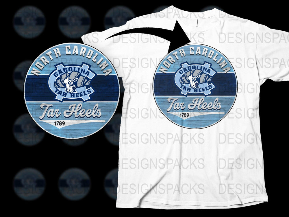 North Carolina Tar Heels Logo T-Shirt, Vintage Style Sports Tee, College Basketball Fan Gear, 1789 Graphic