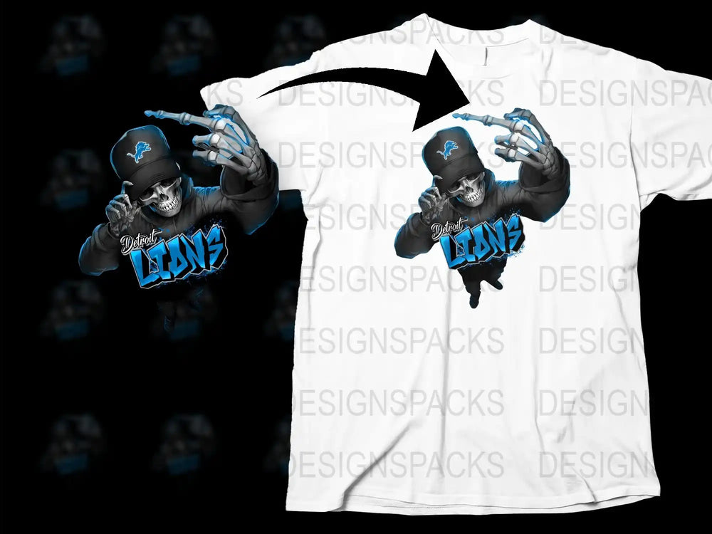 Detroit Lions Fan T-Shirt, Stylish Blue Black Graphic Tee, Football Season Apparel, Men's Casual Wear