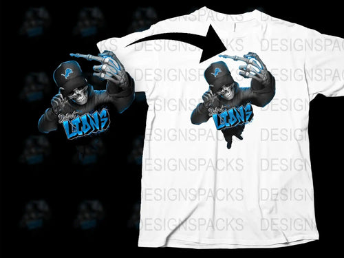 Detroit Lions Fan T-Shirt, Stylish Blue Black Graphic Tee, Football Season Apparel, Men's Casual Wear