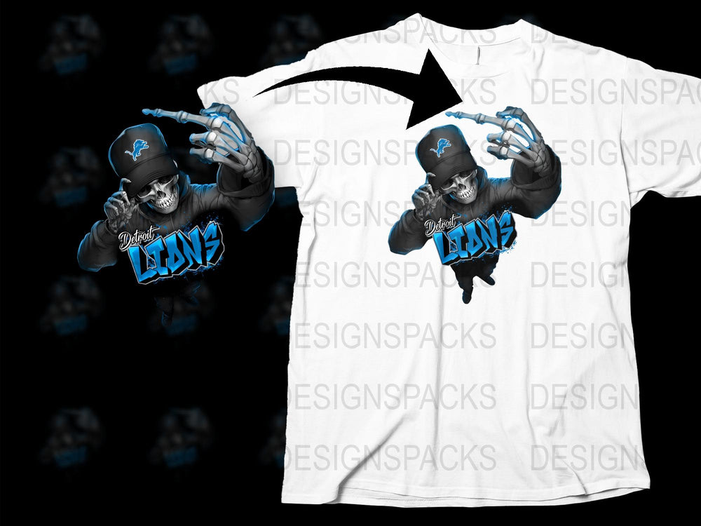 Detroit Lions Fan T-Shirt, Stylish Blue Black Graphic Tee, Football Season Apparel, Men's Casual Wear