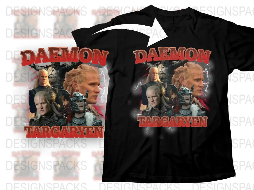 Daemon Targaryen Graphic T-Shirt, Fire and Blood, House of the Dragon Inspired, Unisex Tee, Fantasy TV Series Merchandise, Gift Idea